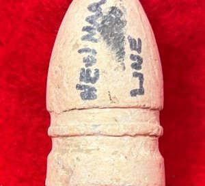 Confederate .58 Cal. Gardner Bullet - Marked "NEW MARKET LINE"