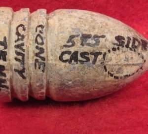 Confederate Side-Cast Bullet with Mac Mason's Lettering 
