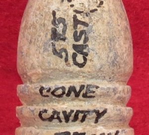 Confederate Side-Cast Bullet with Mac Mason's Lettering 