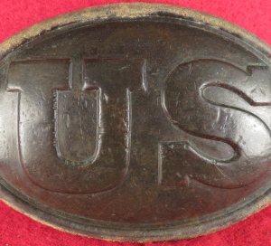 US Belt Buckle with Large Leather Belt Remnant