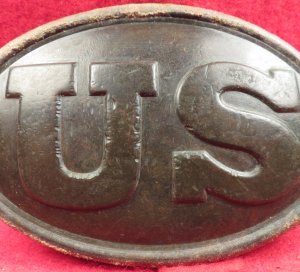 US Belt Buckle with Large Leather Belt Remnant