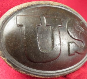 US Belt Buckle with Large Leather Belt Remnant