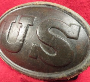 US Belt Buckle with Large Leather Belt Remnant
