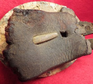 US Belt Buckle with Large Leather Belt Remnant