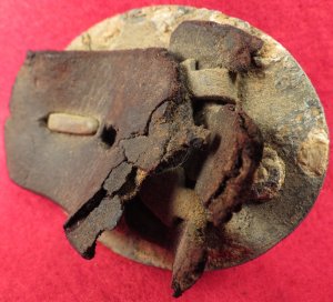 US Belt Buckle with Large Leather Belt Remnant