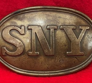 State of New York "SNY" Belt Buckle with Leather Patch Marked "J. I. PITTMAN"