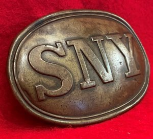 State of New York "SNY" Belt Buckle with Leather Patch Marked "J. I. PITTMAN"