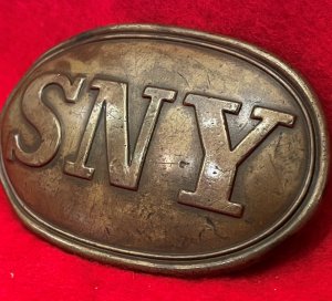 State of New York "SNY" Belt Buckle with Leather Patch Marked "J. I. PITTMAN"