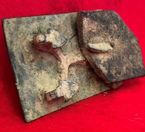 Confederate Militia Belt Plate with Arrow Hooks and Leather Belt Portion