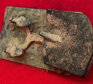 Confederate Militia Belt Plate with Arrow Hooks and Leather Belt Portion