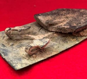 Confederate Militia Belt Plate with Arrow Hooks and Leather Belt Portion