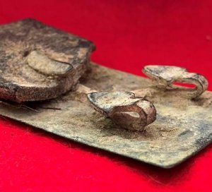 Confederate Militia Belt Plate with Arrow Hooks and Leather Belt Portion