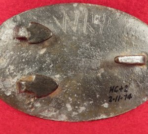 US Belt Buckle - Carved Initials "WRP" - John A. Marks Collection - Documented and Published