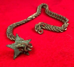  Star Cape Pin / Watch Fob Charm and Chain