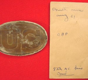 US Cartridge Box Plate from the Sydney C. Kerksis Collection with Original Envelope