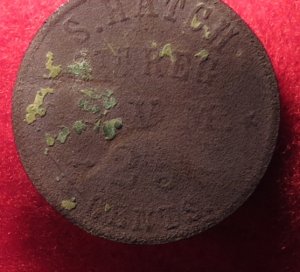 Ohio "S. HATCH / 7th REG / * O.V.M * / 25 CENTS"  Sutler Token