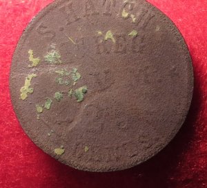 Ohio "S. HATCH / 7th REG / * O.V.M * / 25 CENTS"  Sutler Token