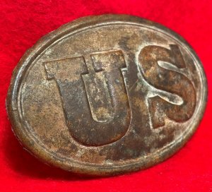 US Cartridge Box Plate - Rare Large Brass Loops - Ohio Troops - High Quality