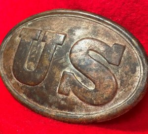US Cartridge Box Plate - Rare Large Brass Loops - Ohio Troops - High Quality
