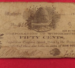 Virginia Currency, Corporation of Winchester, Winchester, VA., Fifty Cent Note