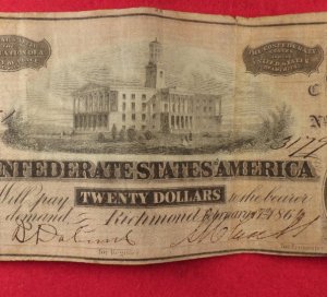 Confederate Twenty Dollar Note