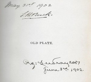 "Old Plate" by J. H. Buck -  Very Rare Signed 1888 First Edition 