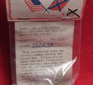 Civil War Bullet - .69 cal. 3-Ring Minie
