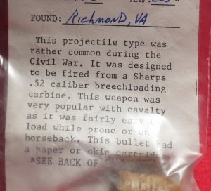 Civil War Bullet - .52 Cal. Cone Base Sharps