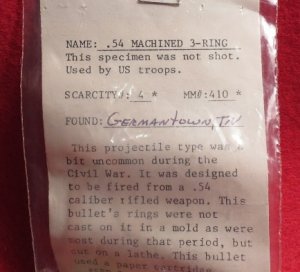 Civil War Bullet - ".54 Machined 3-Ring"