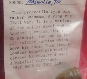 Civil War Bullet - ".54 Dish Base Burnside"