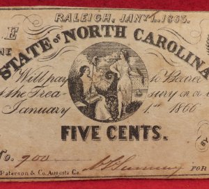 North Carolina Five Cent Bill