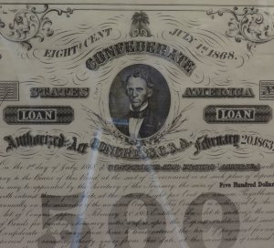 $500 Confederate Treasury Coupon Bond