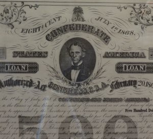 $500 Confederate Treasury Coupon Bond