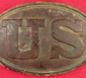 US Cartridge Box Plate - Flat Bottom "U" - 15th Mass.