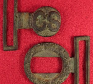 Confederate Two-Piece Tongue and Wreath Belt Buckle - "Leech and Rigdon" - Catlett Collection