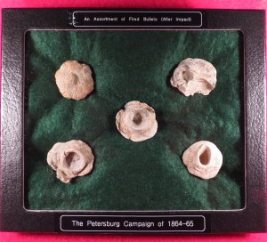 Relic Display of Five Fired "Mushroomed" Bullets - Petersburg