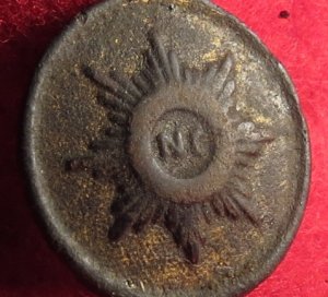 North Carolina Sunburst Button - NC 14 - Scarce 17 MM Size