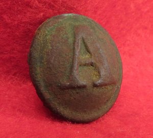 Confederate Artillery "Block A" Coat Button