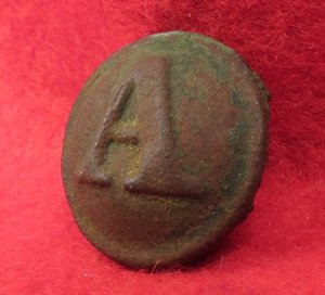 Confederate Artillery "Block A" Coat Button