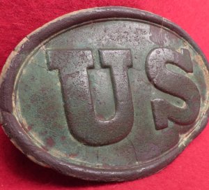 US Cartridge Box Plate - Rare Large Brass Loops - Ohio Troops