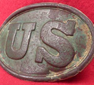 US Cartridge Box Plate - Rare Large Brass Loops - Ohio Troops