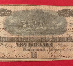 Confederate Ten Dollar Note