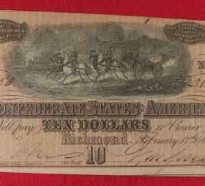Confederate Ten Dollar Note