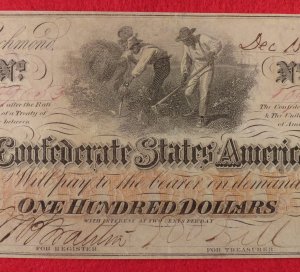 Confederate One Hundred Dollar Note - 1862