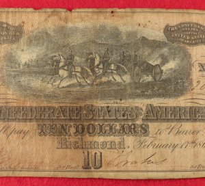 Confederate Ten-Dollar Note - 1864 - T-68