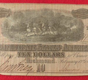 Confederate Ten-Dollar Note - 1864 - T-68
