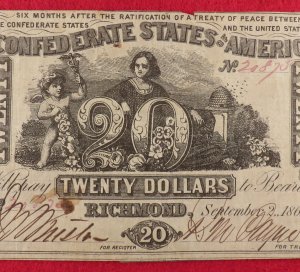 Confederate Twenty Dollar Note