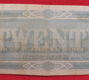 Confederate Twenty Dollar Note - Tennessee State Capitol