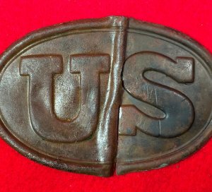 US Waist Belt Buckle or Cartridge Box Plate - Two Halves of Brass Front Only