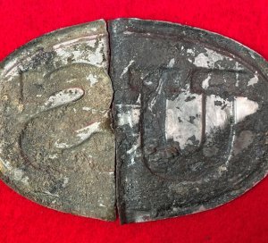 US Waist Belt Buckle or Cartridge Box Plate - Two Halves of Brass Front Only